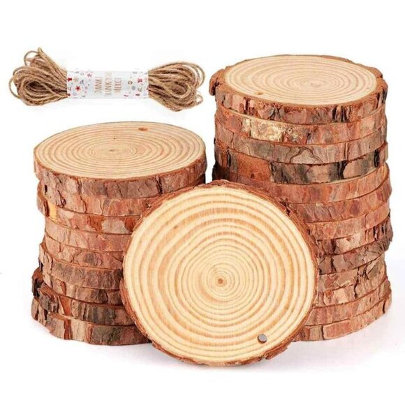 Natural Wood Slices 30Pcs 3.1''-3.5'' - Picture 5 of 10